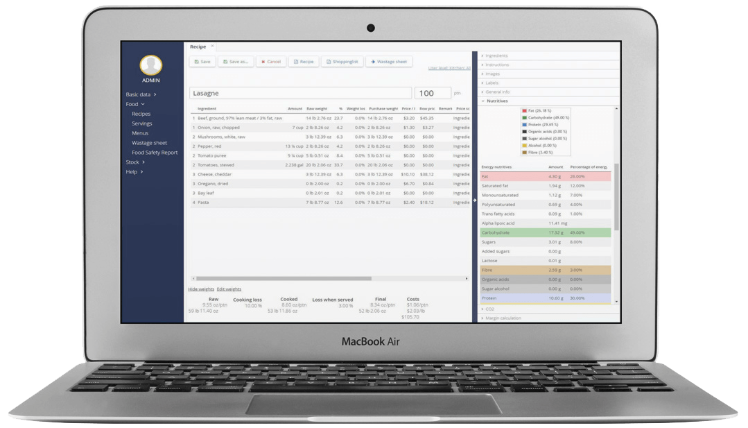 Recipe Management Software - JAMIX Kitchen Intelligence System