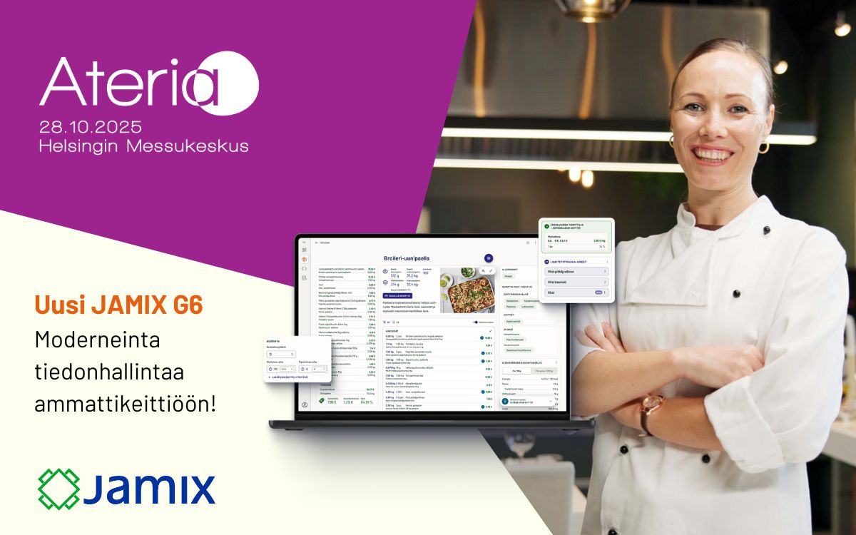 Uusi JAMIX G6 -keittiöjärjestelmä esittelyssä Ateria 2025 -tapahtumassa.