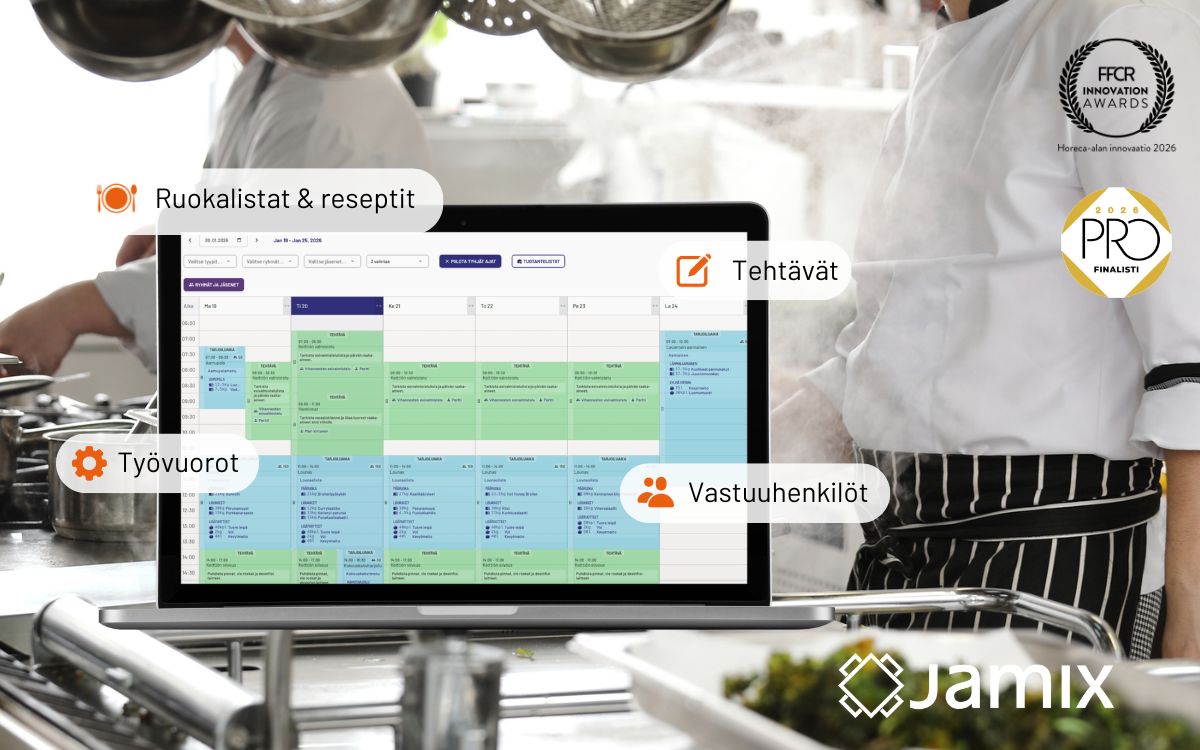 JAMIX G6 Panorama kokoaa ammattikeittiön toiminnan yhteen moderniin kalenterinäkymään.
